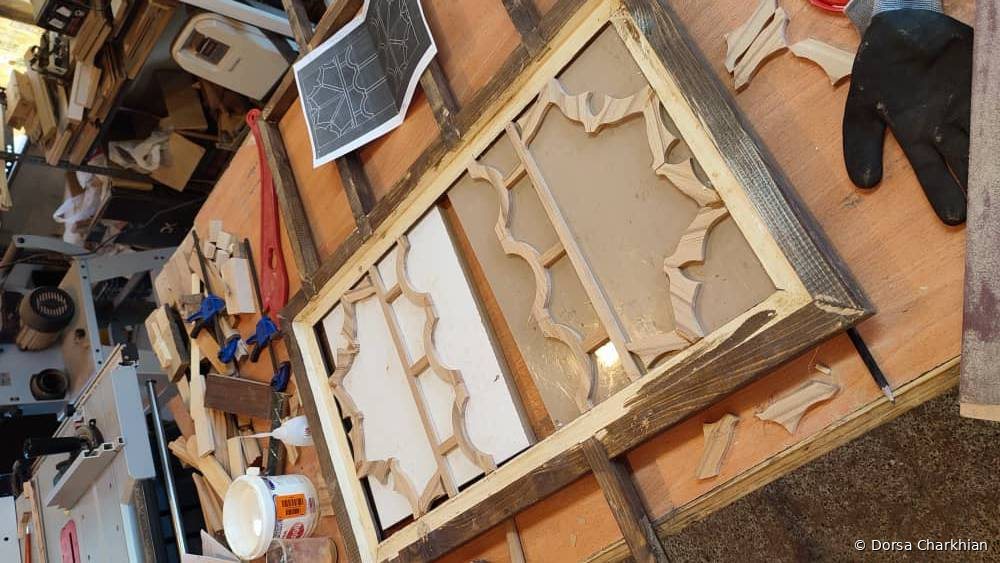 Assembling the lattice in the workshop.