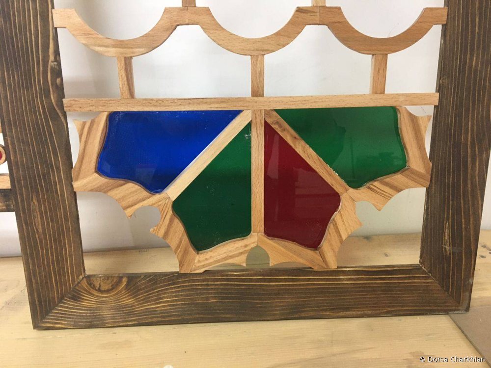 Colored-glass detail.