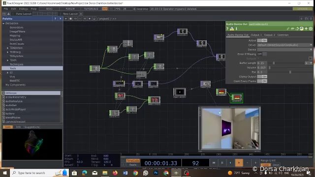 TouchDesigner network for camera input, head tracking and panorama navigation.